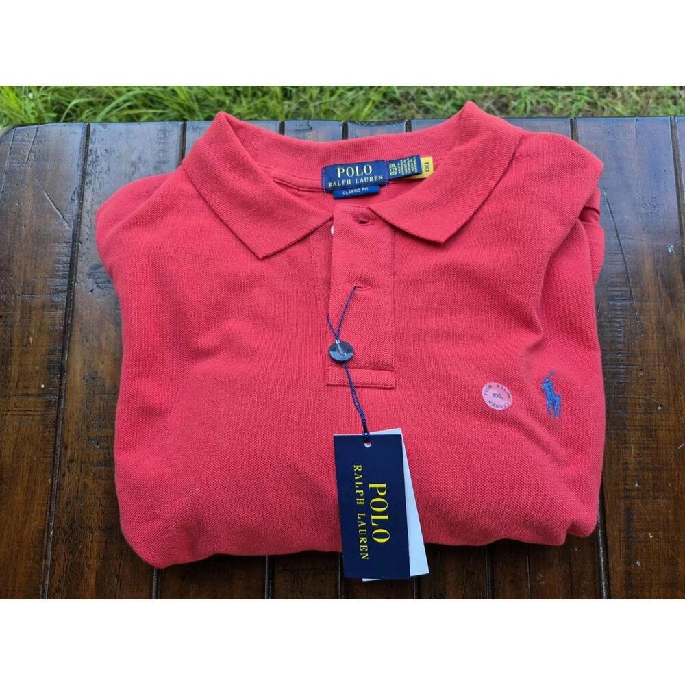 Polo Ralph Lauren Performance Polo 2XL Classic Red Blue Pony Logo Golf Shirt NWT